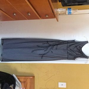 Black Mesh Long Prom Dress with embroidery